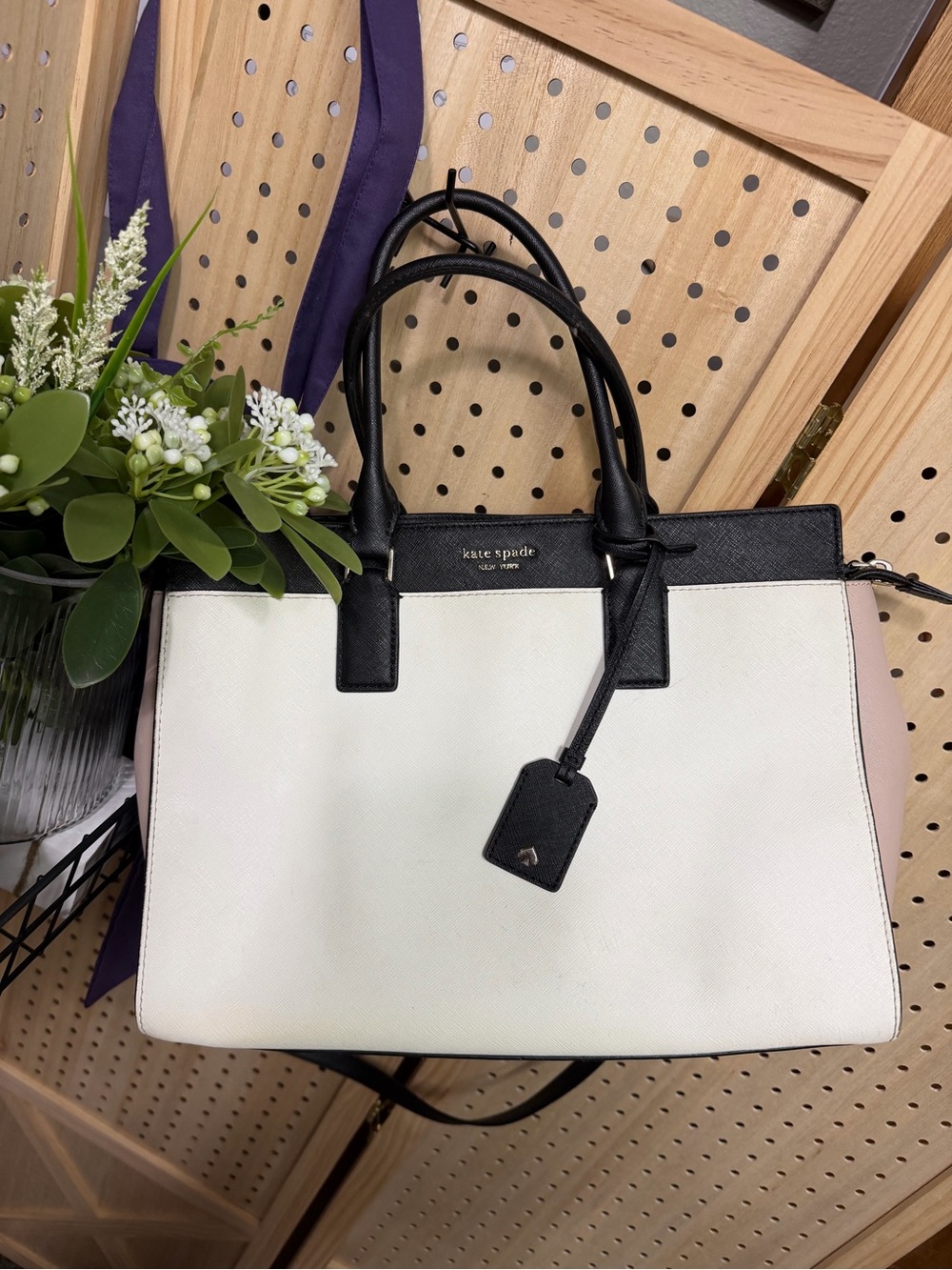 kate spade New York Two-Tone White and Black Satchel